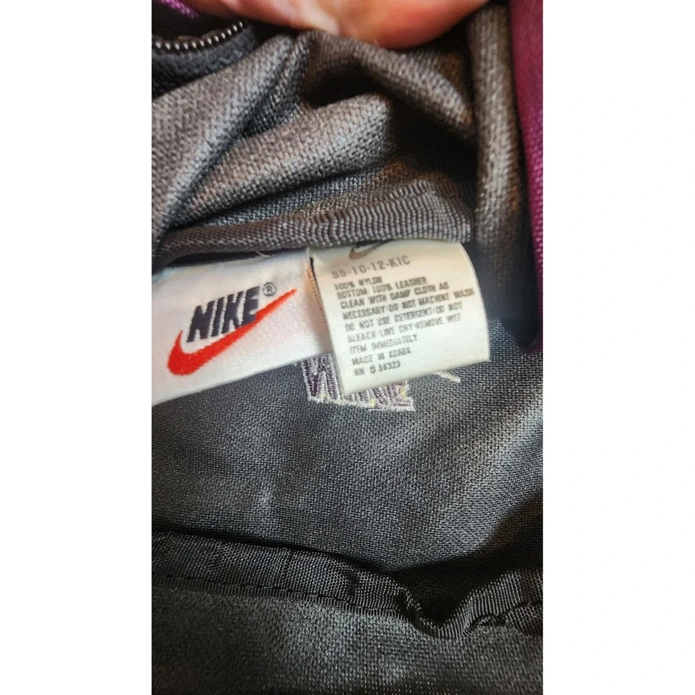 Vintage Nike 90s Backpack Black Purple Suede Bottom Daypack Made in Korea Bag